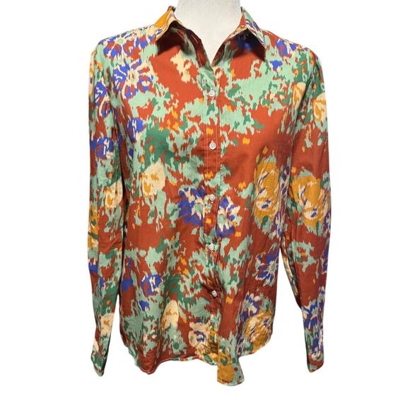 Sézane Pierro Shirt – Antique Flowers – Size 36 (S) Cotton Floral Elevated Basic - Picture 2 of 7